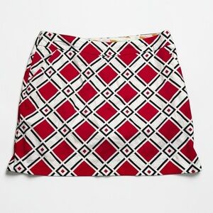 LOUDMOUTH Ladies Red Geometric Print A-Line Skirt Skort Golf Pickleball Tennis 6